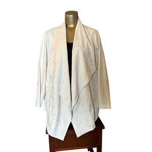 Soft Surroundings Women's Ivory Pearl Floral Shape Drape Faux Suede Jacket XL X-